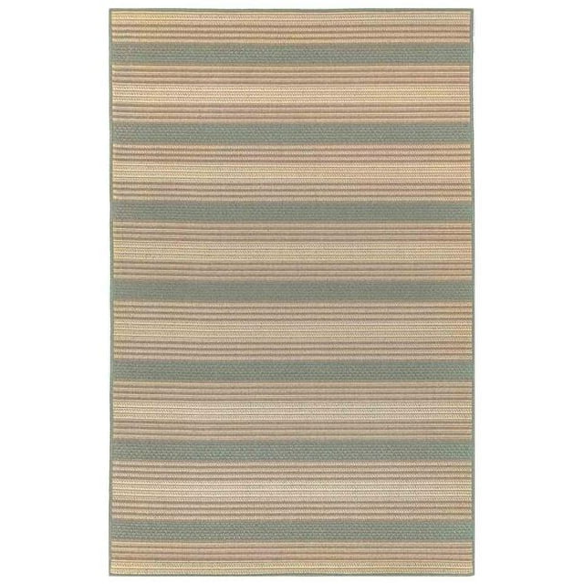 Trans-Ocean Importe RVI80764004 7 Pi 10 Po x 9 Pi 10 Po Liora Manne Riviera Stripe Tapis Tissé Wilton Intérieur et Extérieur - Aqua