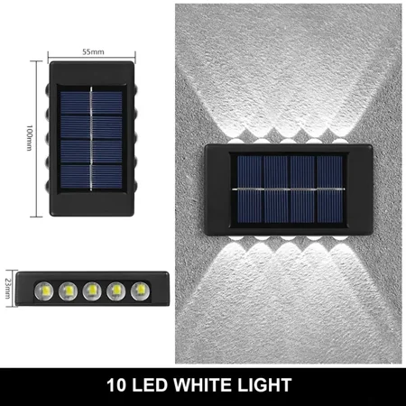 

10 Solar Wall Lamp Outdoor Waterproof Solar Powered Light and Down Illuminate Garden Porch Yard Decoration