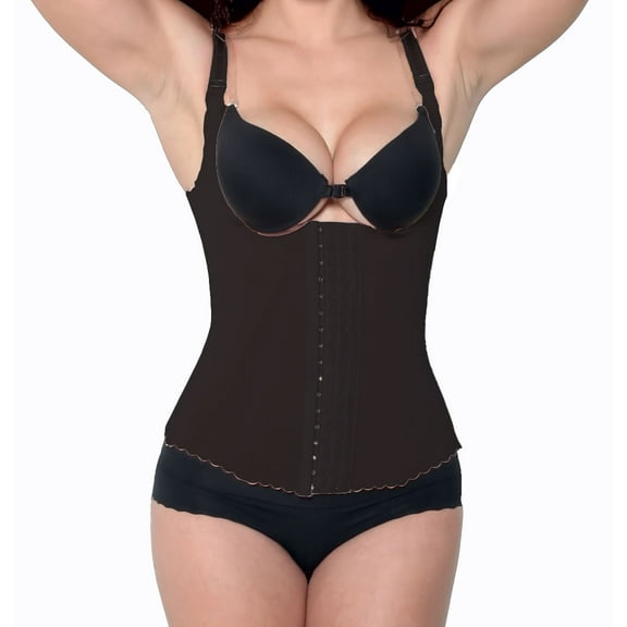 Fullness KL8199-XL-Black Powernet Body Shaper Vest with Adjustable Bra Straps, Black - Extra Large