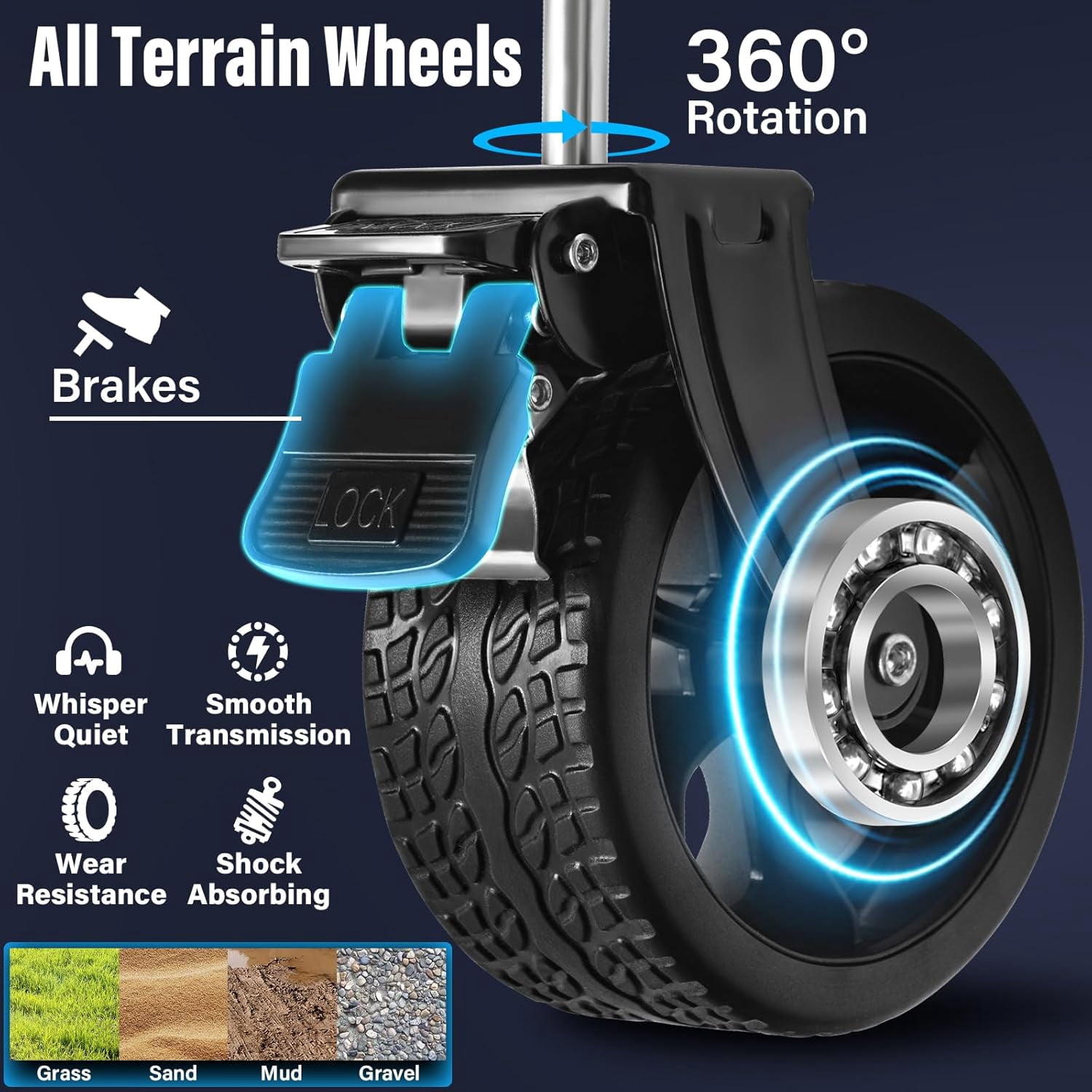 Wagon Cart Foldable with Brakes, 500LBS Heavy Duty Folding Utility Cart with All-Terrain Wheels for Beach