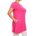 thumbnail image 2 of Women's Plus Size Loose Fit Short Sleeves A-Line Side Pockets Solid Tee Tunic Top, 2 of 5