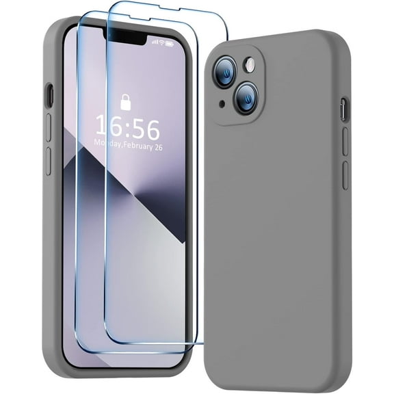 Compatible with iPhone 13 Case, Premium Silicone Upgraded [Camera Protection]  [Soft Anti-Scratch Microfiber Lining] Phone Case for iPhone 13 6.1 inch - Dark Grey