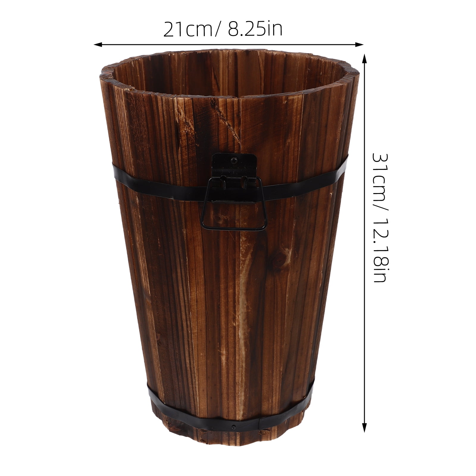 Melantax Rustic Style Wooden Trash Can Farmhouse Bathroom Trash Can Decor Bedroom Trash Can Wooden Bathroom Accessories Office Trash Can