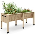thumbnail image 1 of QinaQin Huerto elevado de madera de 72 x 26 x 31 pulgadas con patas, profundidad de 13.7 pulgadas y ganchos laterales, ideal para patio o balcón, 1 of 7