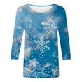 thumbnail image 3 of Craaazy Christmas Shirts Women's Comfortable Crew-Neck 3/4 Sleeve Blouses Cute Christmas Prints Casual T-shirt Xmas Tree Pullover Gifts, 3 of 5
