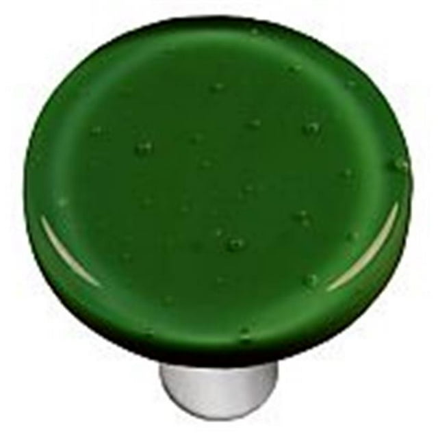 Bouton de Cabinet Rond en Verre Vert Forêt Foncé - Poteau en Aluminium