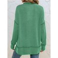 thumbnail image 2 of Womens Long Sleeve Tops Ribbed Loose Fit Oversized Sweatshirts with Side Slit High Low Hem Fall Outfits Green XXL, 2 of 5