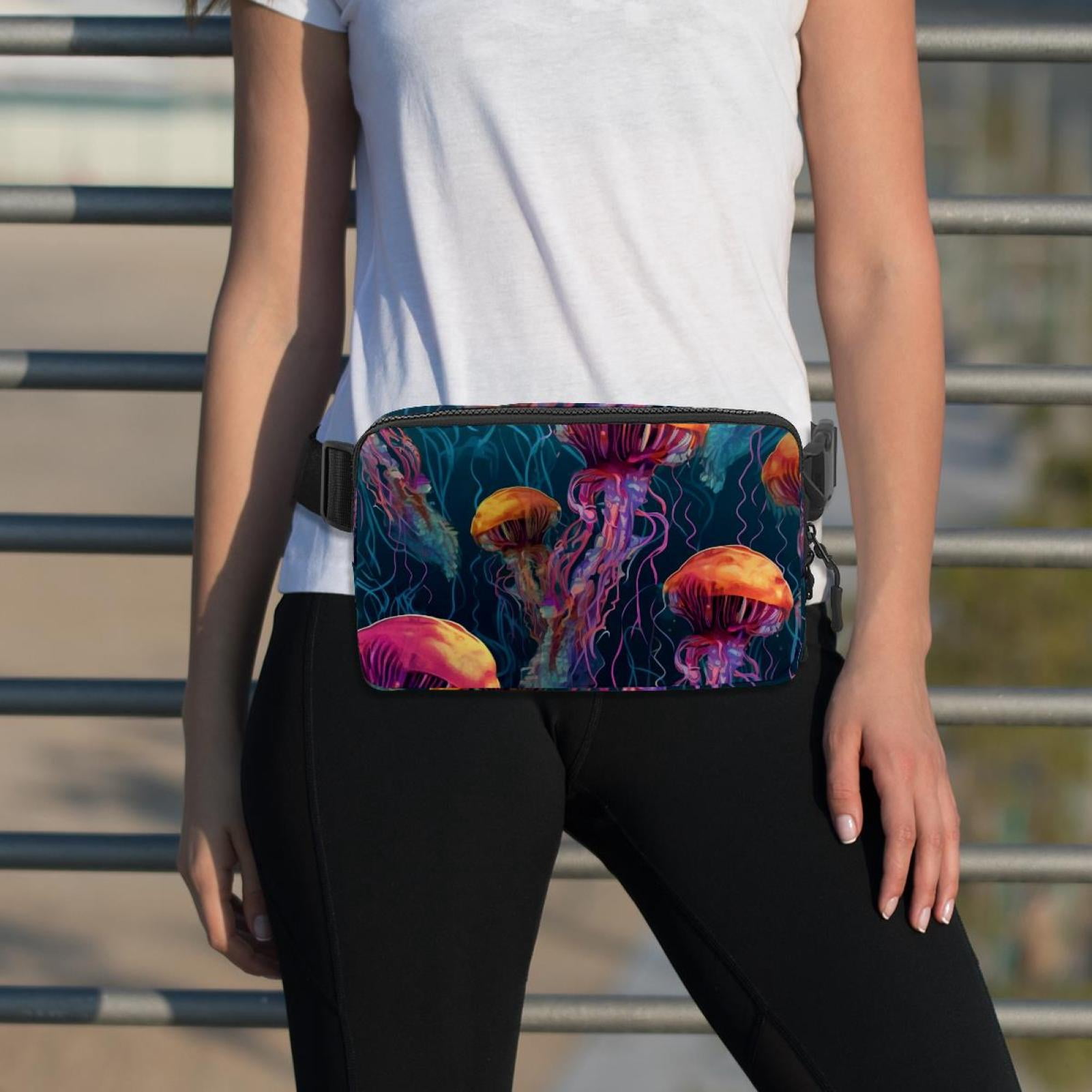 Jellyfish Lightweight Adjustable Crossbody Bag with Extension Strap - Unisex Sling Bag, Running Belt, and Waist Bags