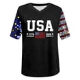 thumbnail image 4 of haizhen 250 Anniversary USA Shirt Women Summer V Neck Sparkly America Flag 1776-2026 Patriotic 4th of July Shirts Women July 4th Tshirts Graphic Tees Womens Going Out Tops Black, M, 4 of 5