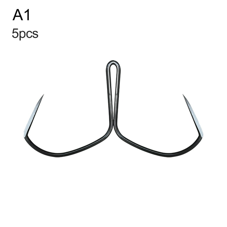 5pcs Grinding Non-Barb Sickle-Shaped Sharpened Hooks Fishhooks Ice Fishing Tools, Double Hook High Carbon Steel Small Fly Tying Fishing Hooks Open