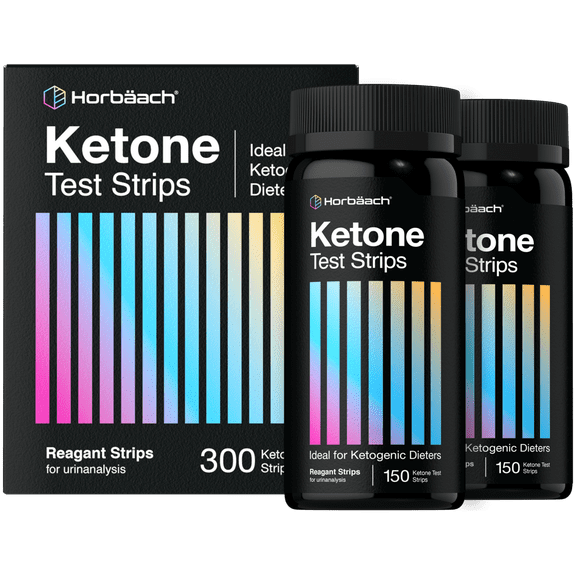 Horbäach Ketone Test Strips | 300 Count | Urine Reagant Strips for Urinalysis | 2 Pack