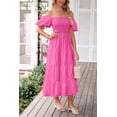 thumbnail image 3 of Vestido PRETTYGARDEN Midi Rosa Rosado con Mangas Abullonadas Talla Grande, 3 of 8