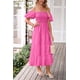 thumbnail image 3 of Vestido PRETTYGARDEN Midi Rosa Rosado con Mangas Abullonadas Talla Grande, 3 of 8
