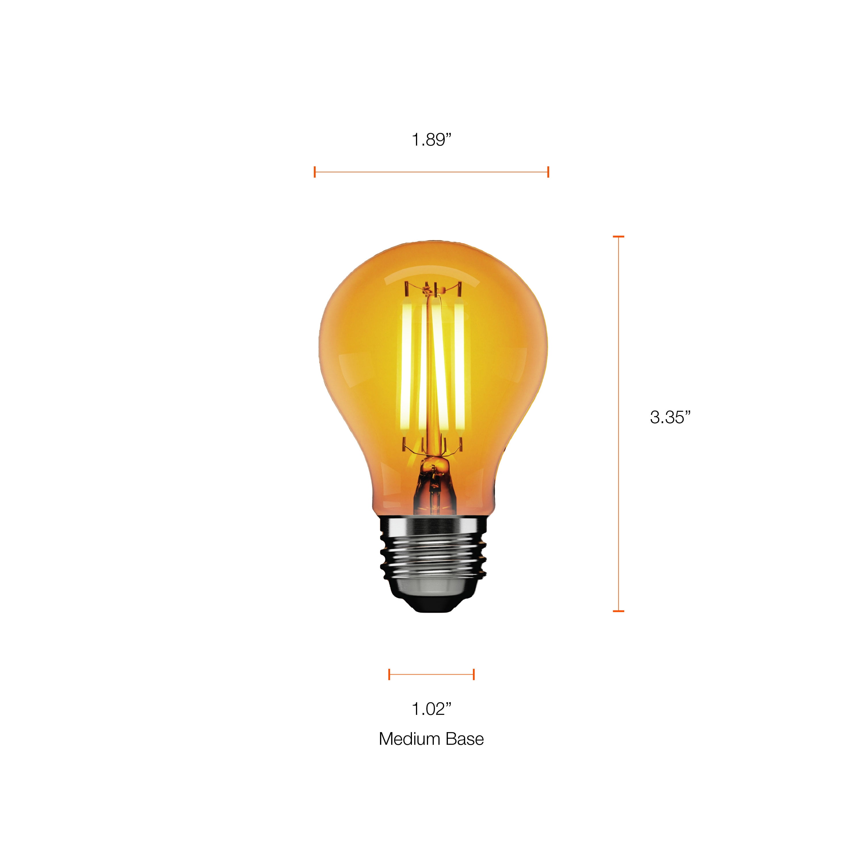 (4 pack) Better Homes & Gardens A15 Vintage LED Amber Light Bulb, 40 Watt Eqv, E26, Dimmable - 2 Pk