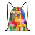 thumbnail image 1 of Xecao Colorful Plastic Blocks Pattern Pattern Sports Drawstring Backpack - String Swim Gym Bag with Wet Proof Pocket for Women&Men-Medium, 1 of 6
