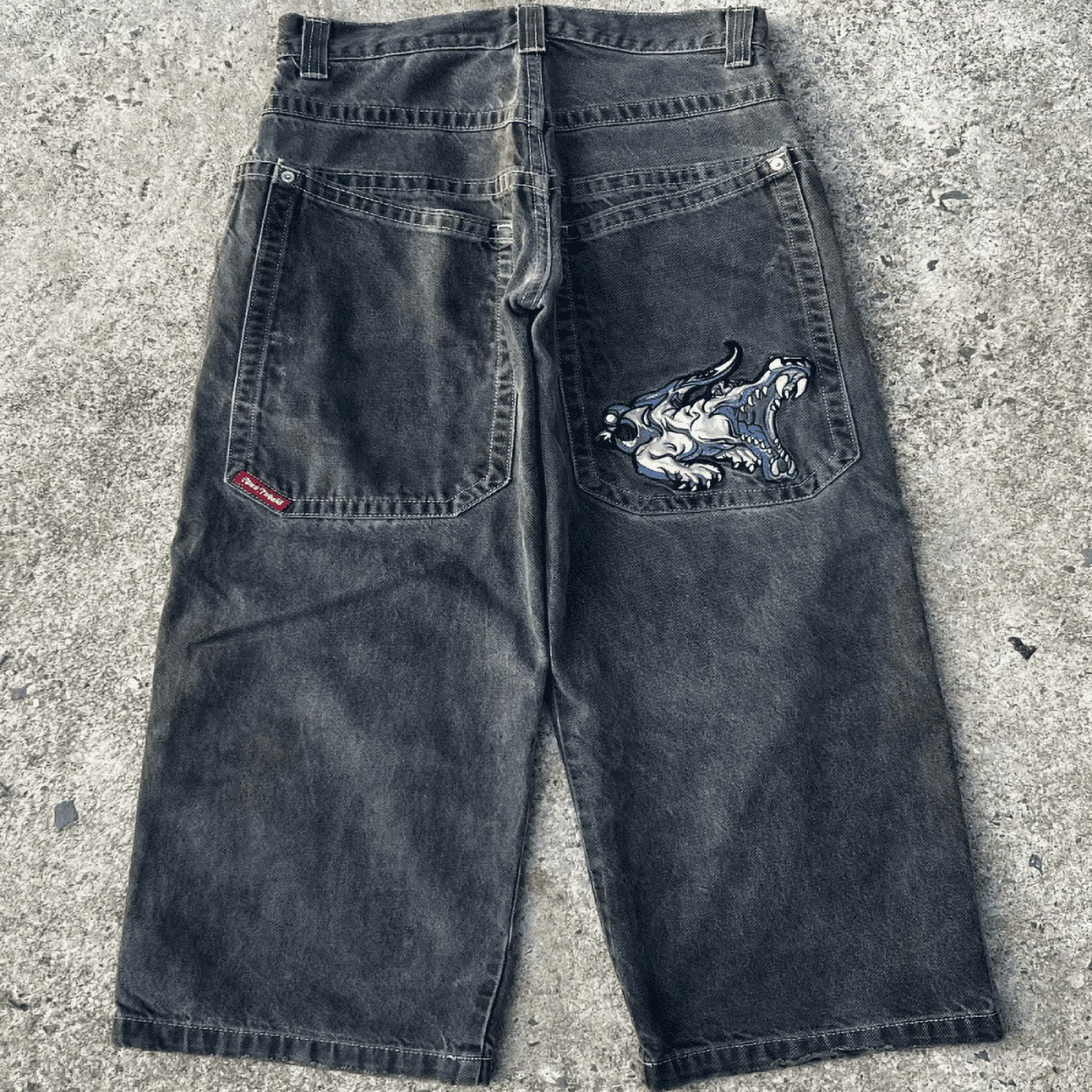 JNCO Jeans New Harajuku Hip Hop Retro Skull Graphic Embroidered