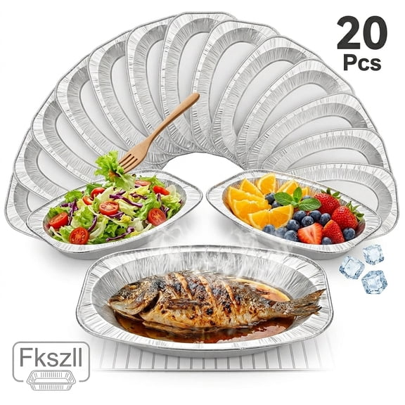 20Pcs Large Aluminium Foil Trays,Thickened Aluminum Foil Pans,14"x10" Extra Heavy Duty Chafing Trays for Roasting, Baking, Cooking, Food Prep, Chafing, Steam Table, Oven, Cake, and Party Catering
