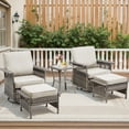 thumbnail image 2 of Lumiinofami 5 Piece Patio Furniture Set, Wicker Outdoor Patio Conversation Swivel Glider Rocker Chairs Set with Ottomans and Storage Side Table for Balcony Deck Garden, Beige Cushions, 2 of 10