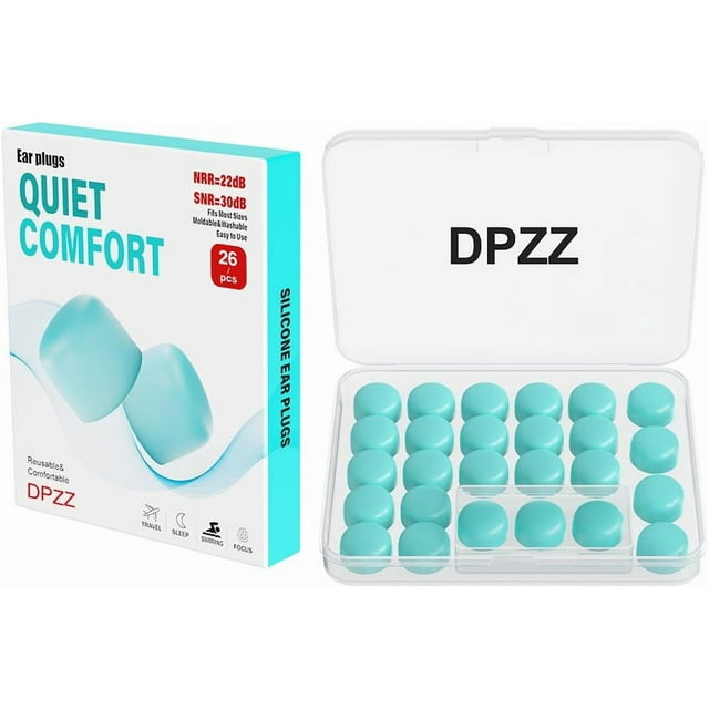 czcpp-Wax Bouchons d'Oreilles pour Dormir - 26 Pcs – Bouchons d'Oreilles Ultra-Confortables Réutilisables Réduisant le Bruit pour Sommeil, Focalisation Profonde, Voyage, Sensibilité au Bruit, avec Boîtes de Transport, 30dB (SNR) Réduction de Bruit