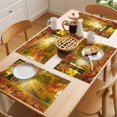 thumbnail image 5 of Orange Autumn Leaves Placemats Set of 6 Fall Trees Forest Country Rustic Place Mats Indoor Wipeable Table Mats Washable Cloth Dining Table Placemats for Kitchen Holiday Party Home Decor 13x19 Inch, 5 of 9