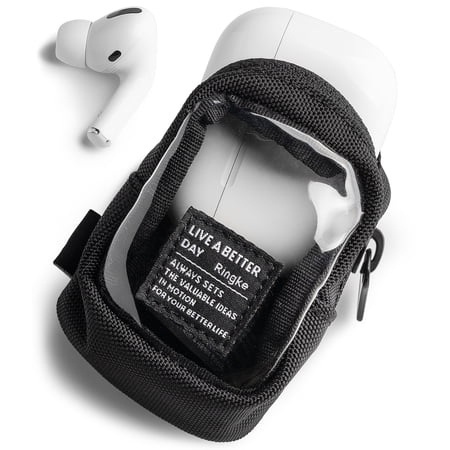 Ringke Mini Pouch [Block] Nylon Carrying Pouch Small Bag for AirPods Galaxy Buds Earphones Cards ID - Clear