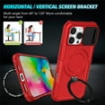 thumbnail image 2 of Case for iPhone 16 Pro Max 6.9" [Sliding Cover for Camera Protection] [Compatible with MagSafe] Shockproof Multifunctional Shell Case with Hidden Kickstand/Phone Ring Holder,Red,For iPhone 16 Pro Max, 2 of 10