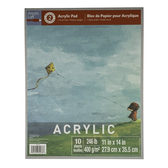 11" x 14" Acrylic Paper Pad by Artist's Loft - Heavyweight - Acid-Free Paper for Acrylic Painting - No Priming Required - 12 Pack
