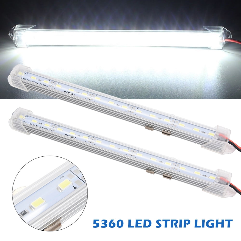 SUNWAN 12V 5W 15 LEDs White Lighting Bar Lamp for Car Van Caravan Boat Motorhome Kitchen Bathroom Car Interior Light Strip 2pcs