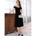thumbnail image 3 of DARING DIVA Velvet Off the Shoulder Cocktail A-Line Dress S Black, 3 of 6