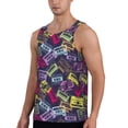 thumbnail image 2 of Susaid Retro Cassette Music Print Men's Sleeveless Workout Running Tank Top Dry Fit Athletic Gym Sports Swim Beach Muscle Bodybuilding Shirts-3X-Large, 2 of 7