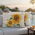thumbnail image 5 of Vintage Sunflower Bee Pillow Covers 2 Pack Yellow Floral Wood Grain Farmhouse Pillowcase Waterproof Outdoor Throw Pillow Cover for Patio Balcony Rectangular Cushion 20”x12”, 5 of 9