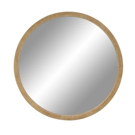 Decmode 32 Inch Rustic Wooden Round Wall Mirror Brown Decmode 32 Inch Rustic Wooden Round Wall Mirror Brown