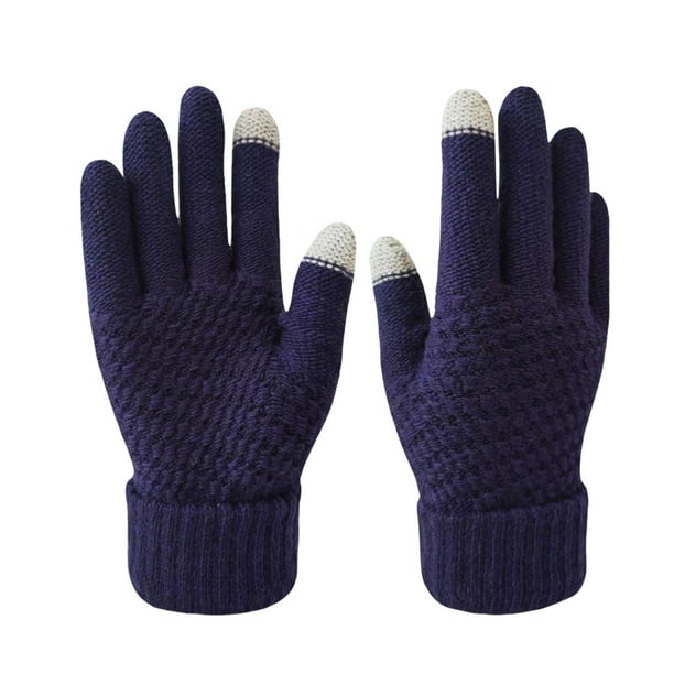 Guantes de Invierno para Mujer - Guantes de Punto para Pantalla Táctil, Mitones Deportivos Impermeables y Resistentes al Viento Térmicos, Guantes Exteriores Aislantes Lisos de Terciopelo Grueso