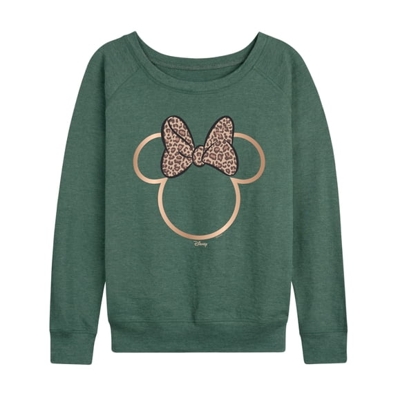 Disney - Minnie Leopard Print - Women's French Terry Long Sleeve Pullover