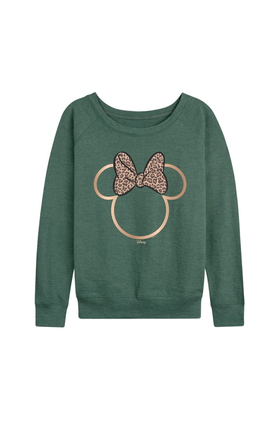 - Minnie Leopard Print - Women's French Terry Long Sleeve Pullover