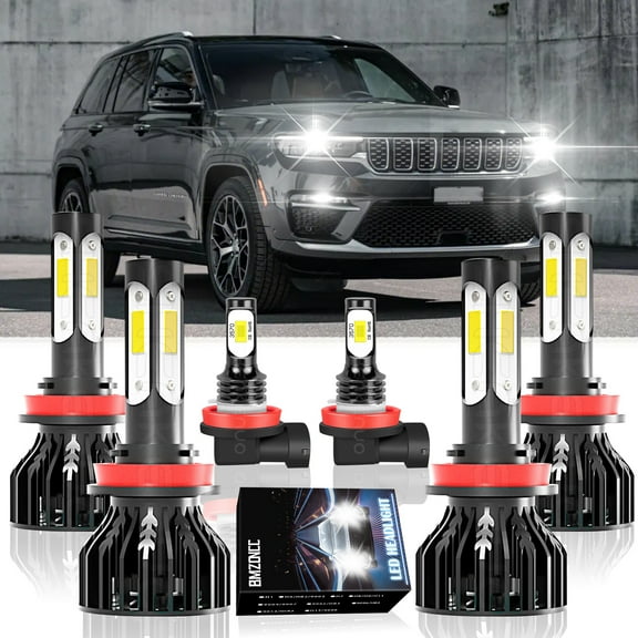 BMZONCC For Jeep Grand Cherokee 2017 2018 2019 2020  LED Headlights H9 H11 High/Low Beam  H11 Fog light Bulbs 6pcs