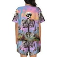 thumbnail image 6 of Balery Sky Sunflower Skull Pattern Womens Pajama Sets 2 Piece Soft Short Sleeve Top and Shorts Sleepwear Round Neck Pjs Lounge Set with Pockets-X-Large, 6 of 7