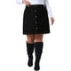thumbnail image 1 of Faldas de pana para mujer de tallas grandes Agnes Orinda, con cintura elástica, botones, cortas para otoño e invierno, mini falda con bolsillos, 3X negra, 1 of 7