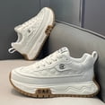 thumbnail image 2 of [Thick-Sole Athletic Sneakers] Men's Thick-Sole Athletic Sneakers Compatible for, & Daily Wear - Lace-Up Low-Top Shoes with Cushioned PVC Sole, Upper & Retro Style - Minimalist Outdoor/Urban Footwear, 2 of 9