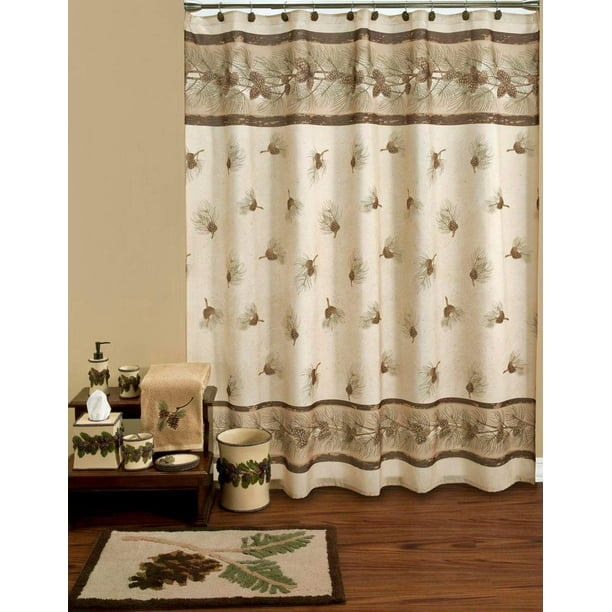 Pinehaven Resin Pinecones Shower, Shower Curtain Accessories