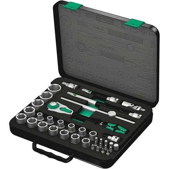 Wera Zyklop 8100 SC 2 37 Piece Ratchet Set 1/2-Inch Drive - Metric