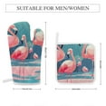 thumbnail image 2 of Flamingo Oven Mitts And Pot Holders Sets of 4 Oven Gloves Set Potholders for Kitchen Cooking Baking Grilling Anti Scald Hot Pads And Heat Resistant, 2 of 6