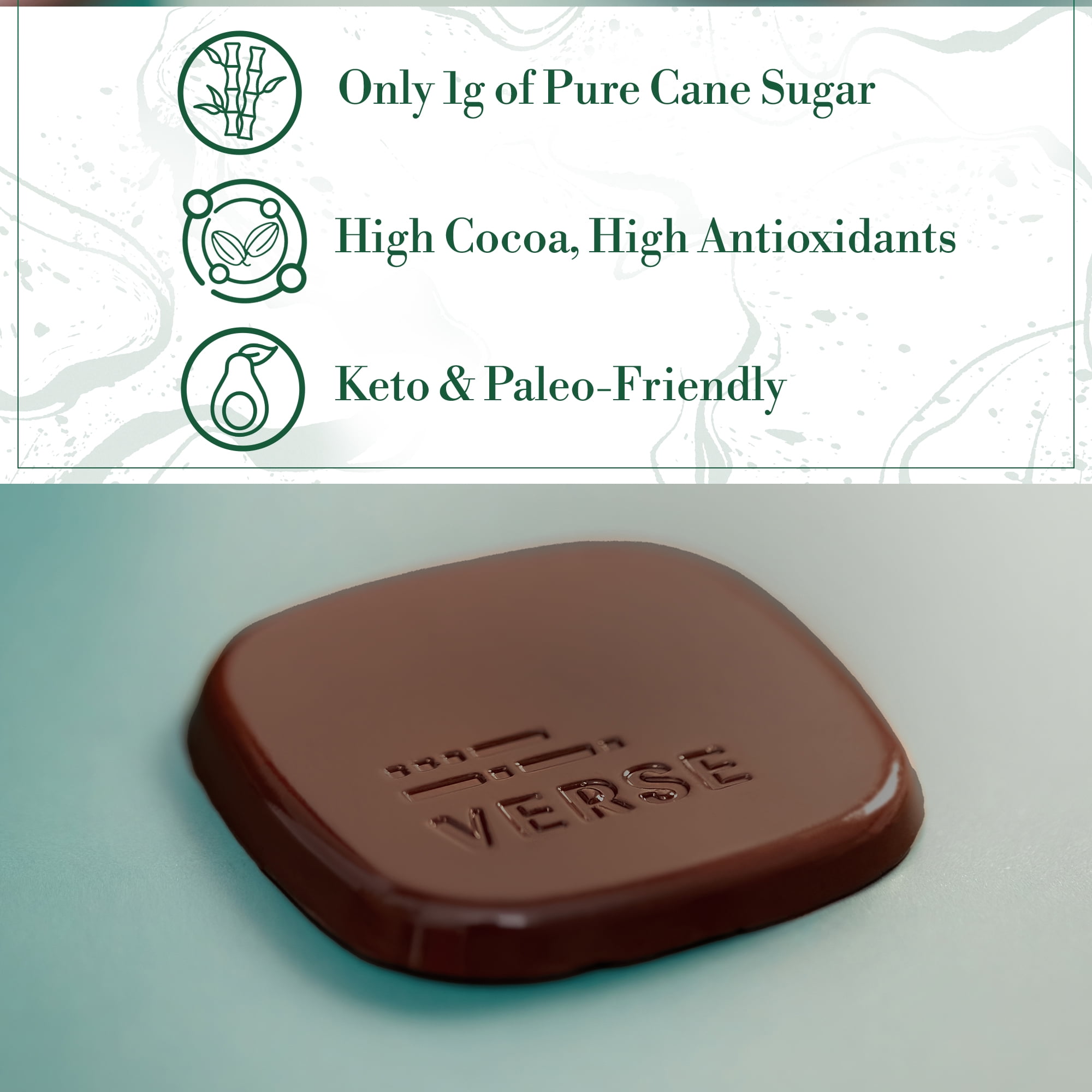 Verse 90% Dark Chocolate Mint Squares - Gluten Free, Keto, Low Sugar Snack - Creamy Dark Cocoa - Only 1g Cane Sugar- Individually Wrapped Vegan Cacao Chocolate Squares (9 Count, 4 Pack)