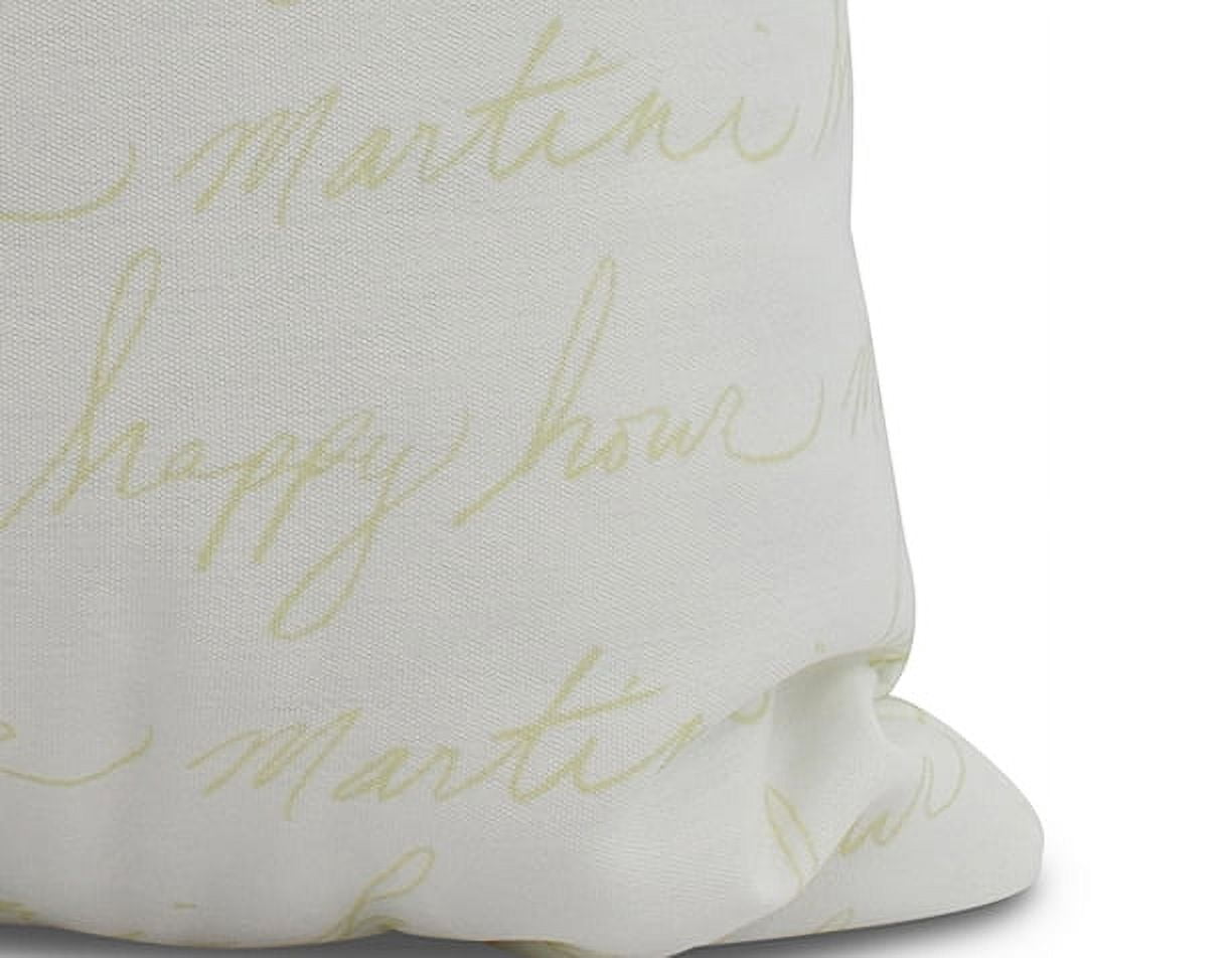 Simply Daisy, 20" x 20" Martini Glass Text Fade, Geometric Print Outdoor Pillow, Light Green