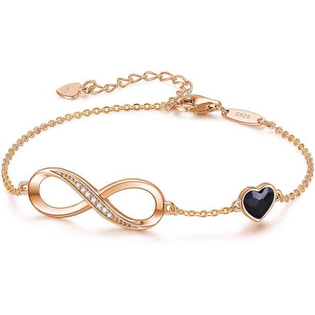 Pulsera con dije de símbolo de corazón infinito para mujer, plata de ley 925, ajustable, regalo de joyería para el día de San Valentín, regalo de cumpleaños para mamá, mujer, esposa, niña, ella Adepaton WRMH-202-1