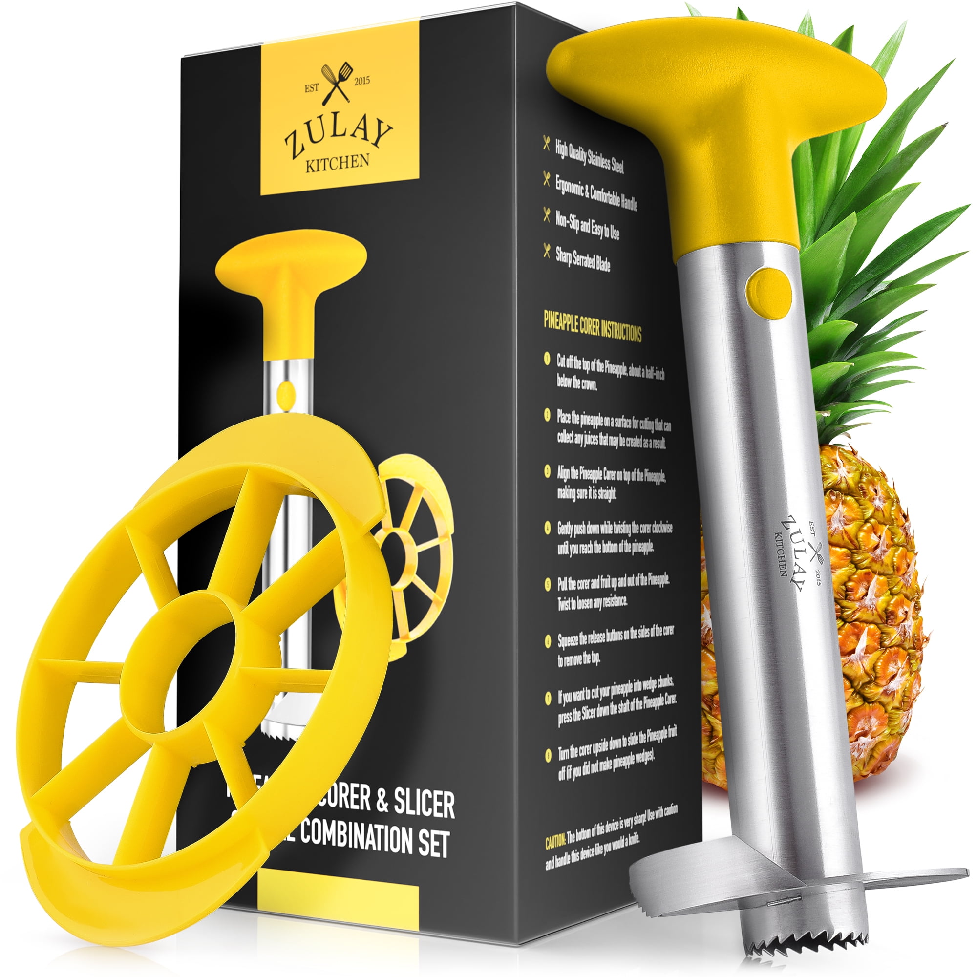 Zulay Kitchen Pineapple Corer and Slicer Tool Set Heavy Duty