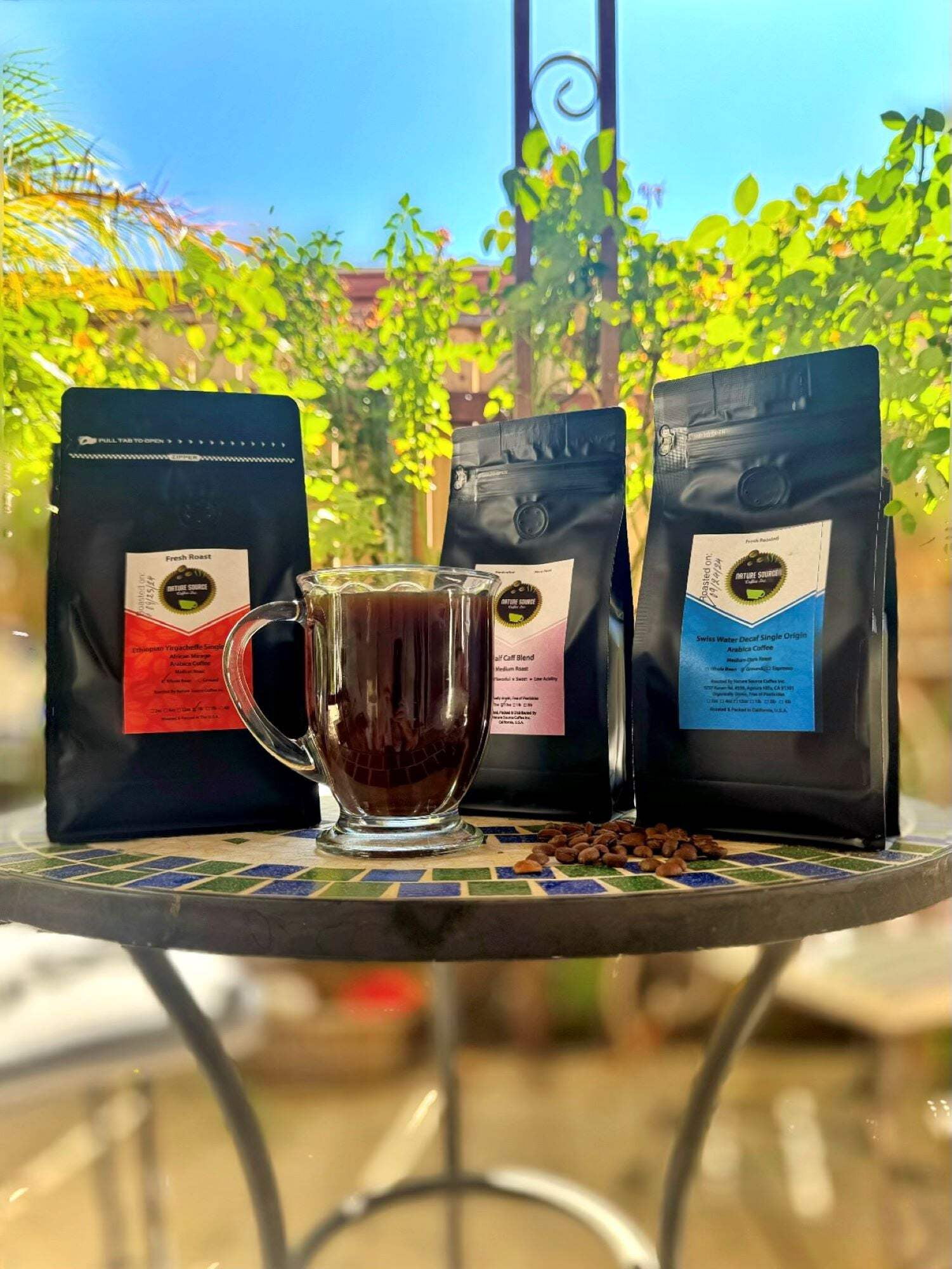 Half Caff Blend Swiss Water Coffee Whole Bean Medium Roast Organic 100% Arabica 1-Pack 2lb