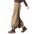 thumbnail image 3 of Women'S Corduroy Wide Leg Pants, Fall Winter High Waist Bootcut Cropped Trousers Casual Loose Khaki XXL, 3 of 9
