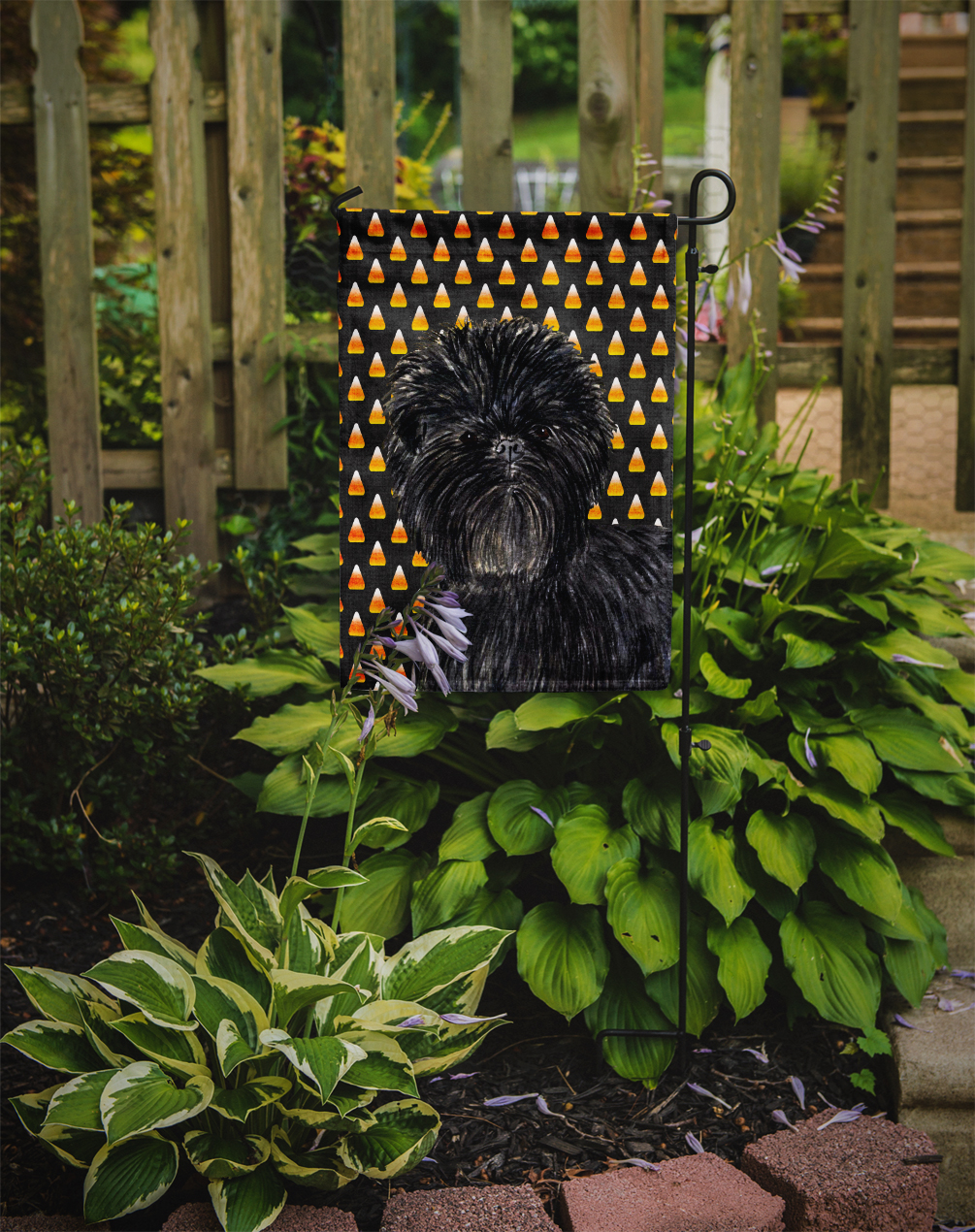 Carolines Treasures SS4304-FLAG-PARENT Affenpinscher Candy Corn Halloween Portrait Flag  multicolor