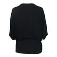 thumbnail image 2 of eVogues Women's Lace Up Detail Dolman Sleeve Top Black, 2 of 4